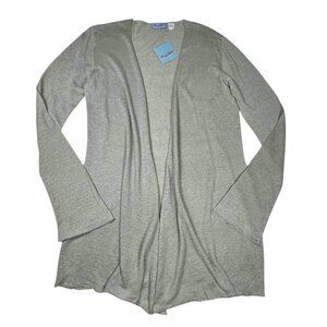 NWT Lagenlook Linen Cardigan Sz.L Gray Open Front Longline Minimalist Coastal